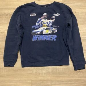Delta Men's Crewneck Sweater in Navy with Racing Graphic
